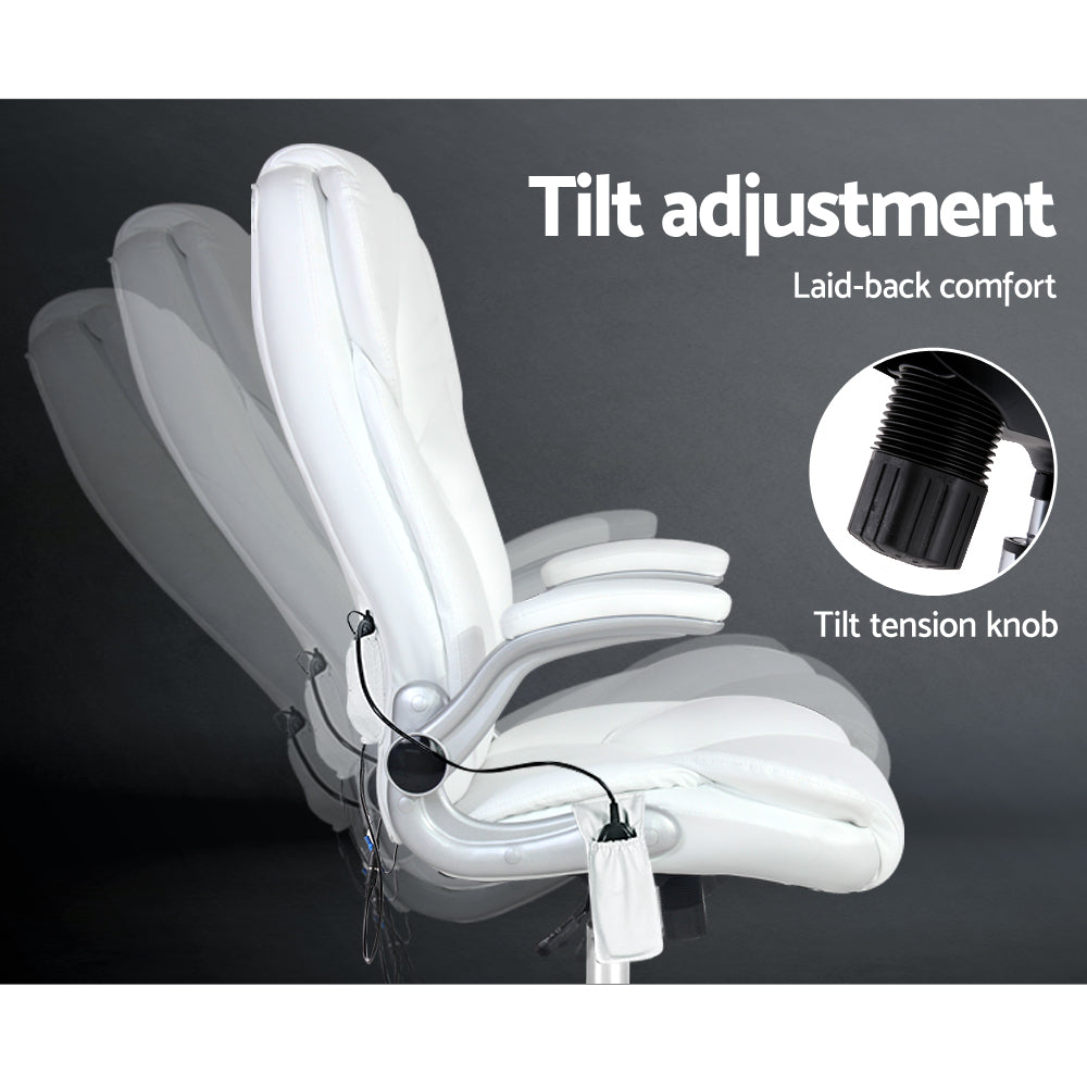 NNEDSZ Leather 8 Point Massage Office Chair - White by NNEDSZ