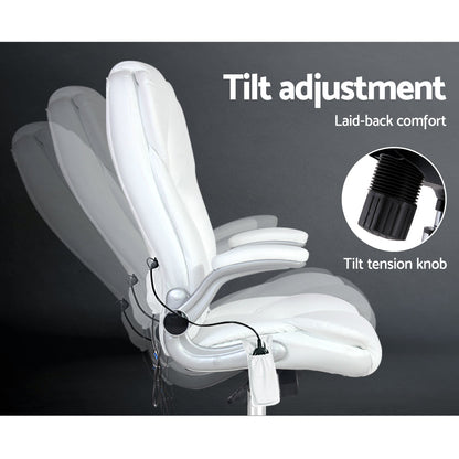 NNEDSZ Leather 8 Point Massage Office Chair - White by NNEDSZ