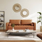 Terracotta Upholstered Faux Leather Sofa w/ Pillows Solid Hardwood Legs by SataTrade-U.S LLC