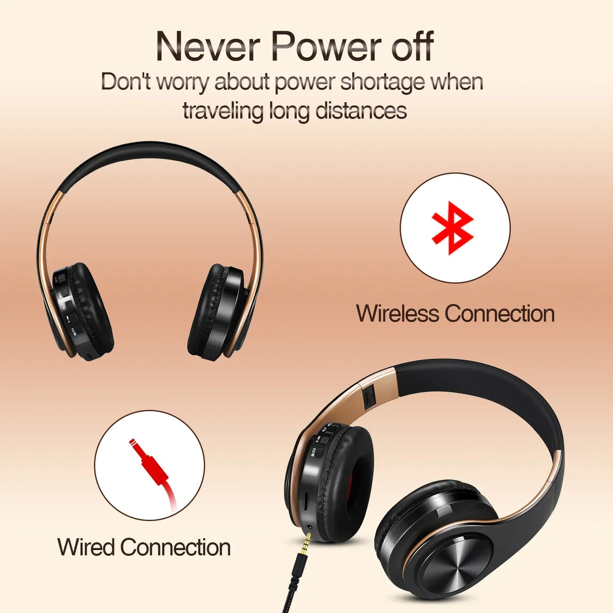 Wireless Bluetooth Headphones Gold by CAN