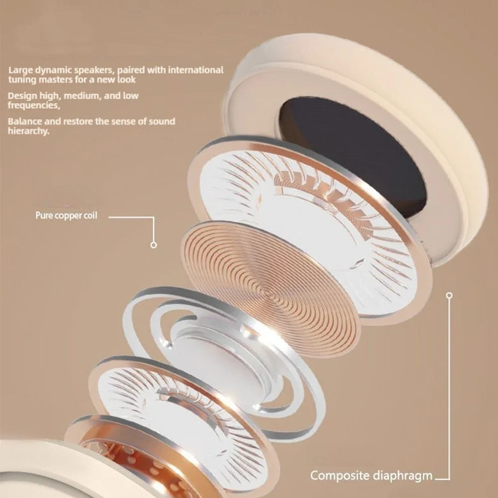 NNEOBA Wireless Bluetooth Over-Ear Headphone Beige by NNEOBA