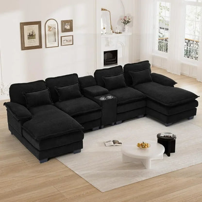Comfy U Shape Cloud Couch - 124\" Chenille Sofa by Zop BlakHom