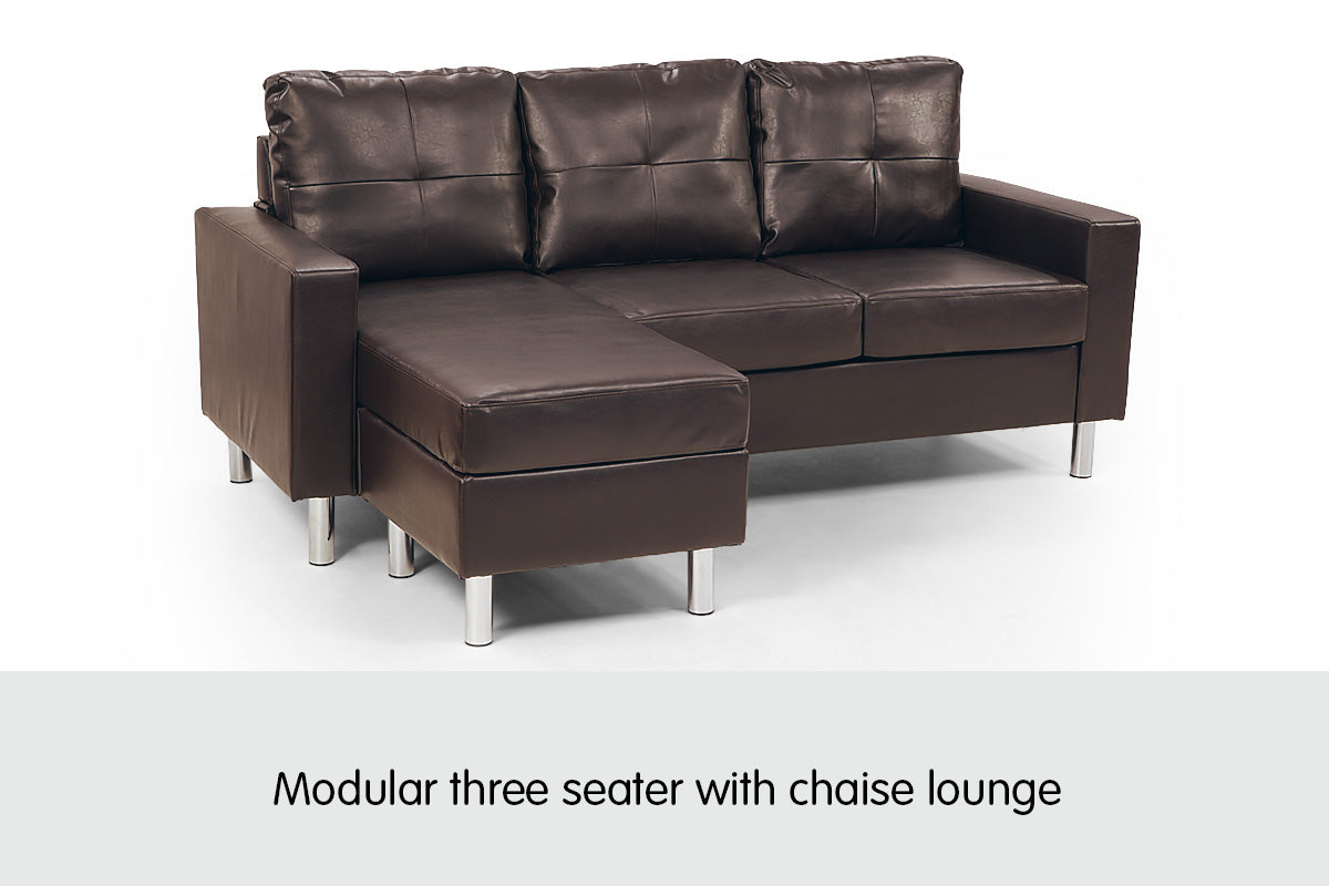 NNEDPE Sarantino Corner Sofa Couch with Chaise - Brown by NNEDPE