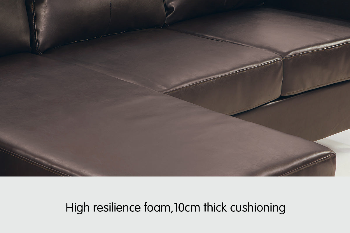 NNEDPE Sarantino Corner Sofa Couch with Chaise - Brown by NNEDPE