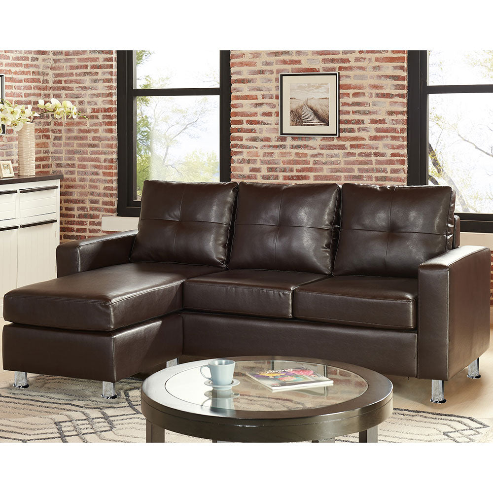 NNEDPE Sarantino Corner Sofa Couch with Chaise - Brown by NNEDPE