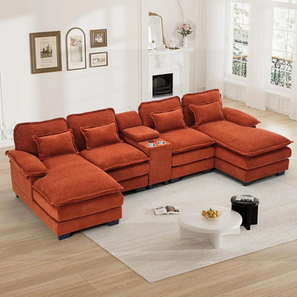 Comfy U Shape Cloud Couch - 124\" Chenille Sofa by Zop BlakHom