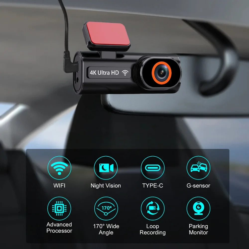NNEOBA 4K Dual Lens Dash Cam with Night Vision by NNEOBA