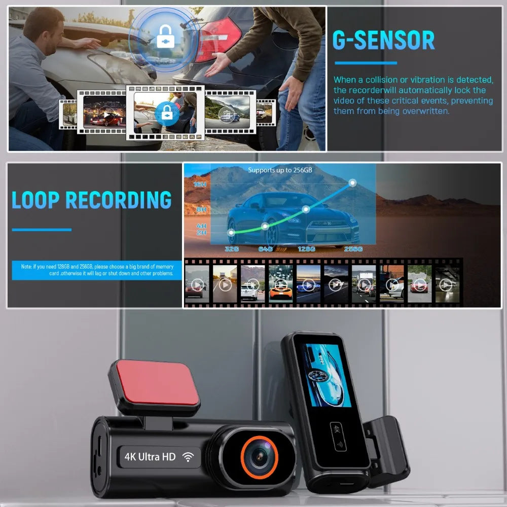 NNEOBA 4K Dual Lens Dash Cam with Night Vision by NNEOBA