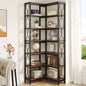 Industrial 7-Tier Metal/Wood Corner Bookcase in Black/Brown by SataTrade-U.S LLC