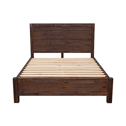 NNEDSZ Pieces Bedroom Suite in Solid Wood Veneered Acacia Construction Timber Slat Queen Size Chocolate Colour Bed, Bedside Table , Tallboy & Dresser by NNEDSZ