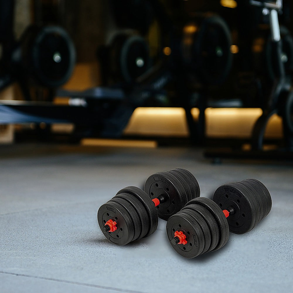 NNEDSZ 30kg Adjustable Rubber Dumbbell Set Barbell Home GYM Exercise Weights by NNEDSZ