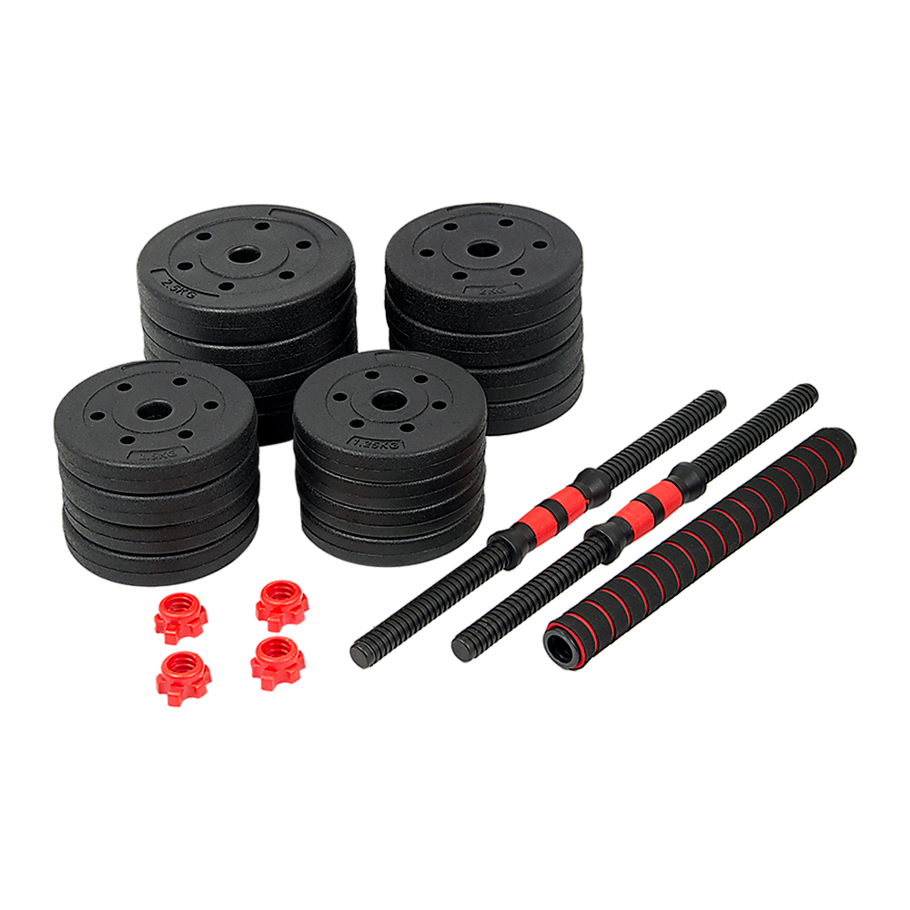 NNEDSZ 30kg Adjustable Rubber Dumbbell Set Barbell Home GYM Exercise Weights by NNEDSZ