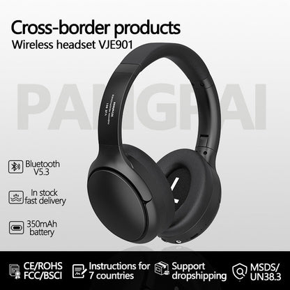 NNEDSZ Black VJE901 Wireless Bluetooth Over-Ear Headphones with Active Noise Cancelling by NNEDSZ
