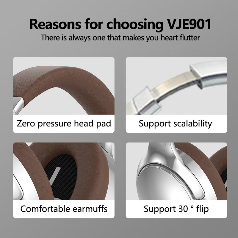 NNEDSZ Black VJE901 Wireless Bluetooth Over-Ear Headphones with Active Noise Cancelling by NNEDSZ