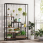 Modern Industrial Heavy Duty Metal Wood Plant Stand with 10 Hanging Hooks by SataTrade-U.S LLC