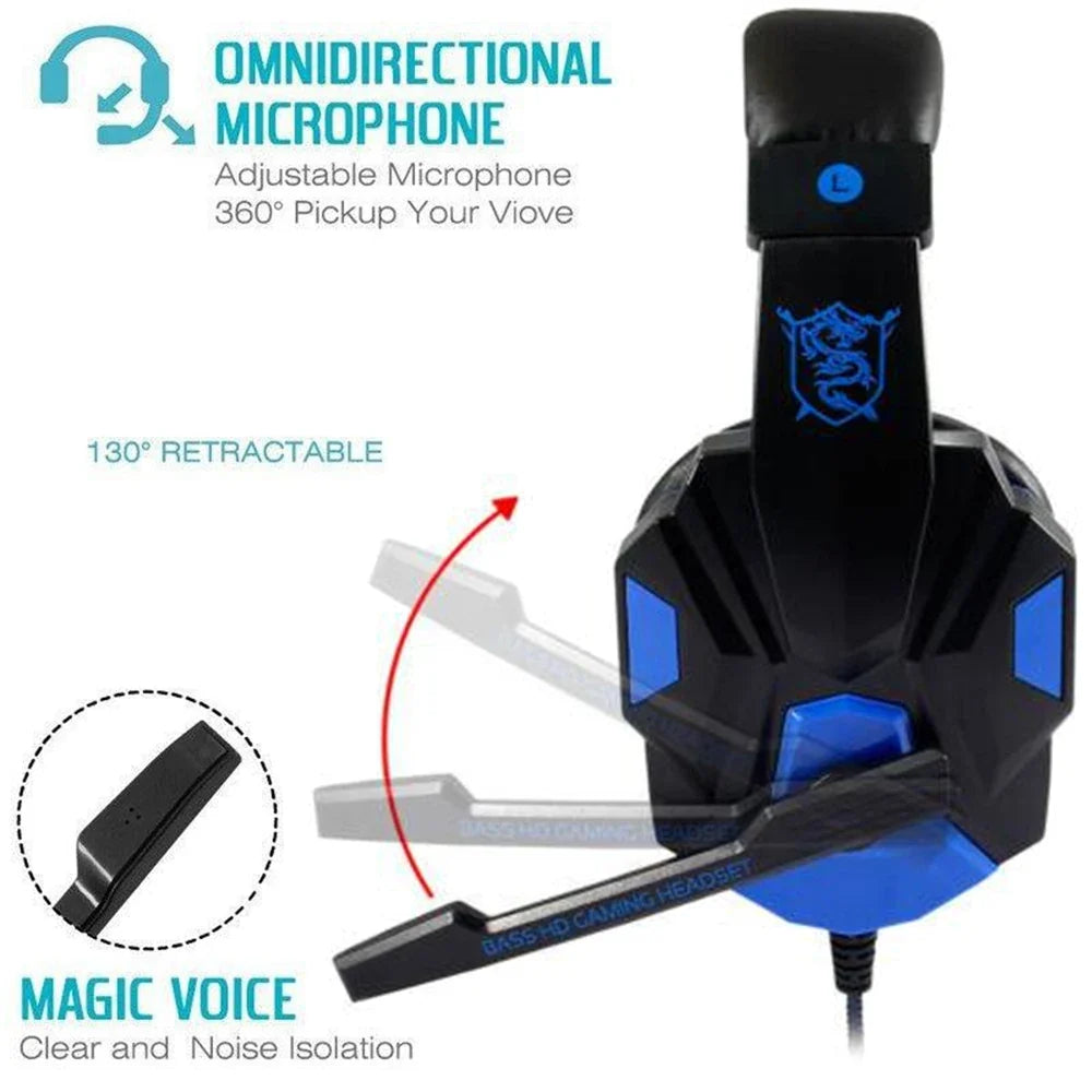 NNEOBA Wired Gaming Headset with Noise Cancelling Microphone(Blue) by NNEOBA