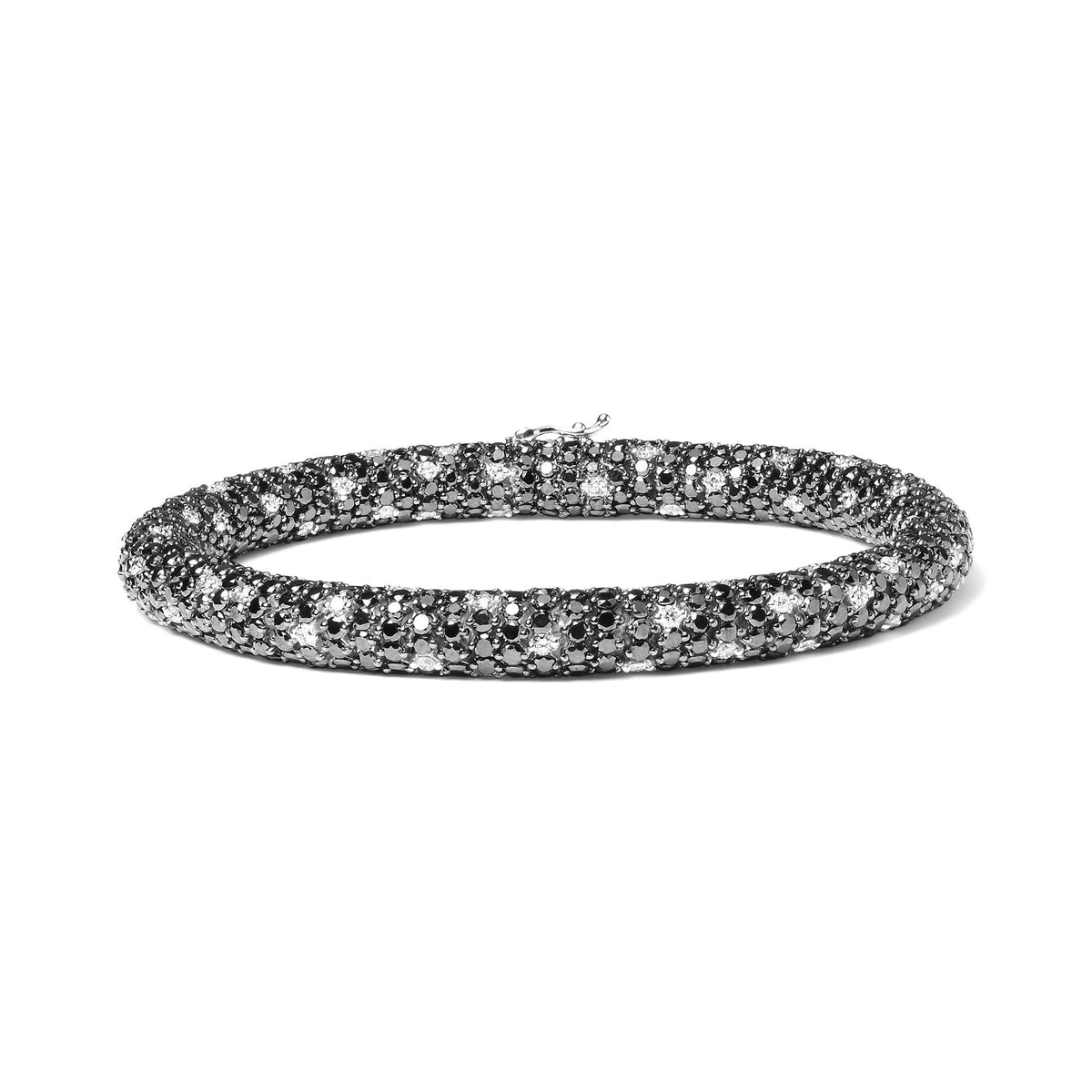 18K White Gold 20.0 Cttw Black and White Pave Set Diamond Eternity Snake Skin Style Tennis Bracelet (Black and G-H Color, SI1-SI2 Clarity) - Size 7" by Infinite Jewels