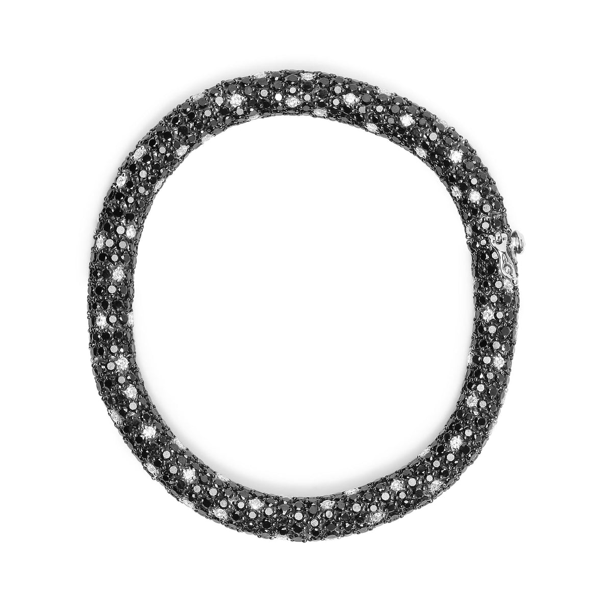18K White Gold 20.0 Cttw Black and White Pave Set Diamond Eternity Snake Skin Style Tennis Bracelet (Black and G-H Color, SI1-SI2 Clarity) - Size 7" by Infinite Jewels