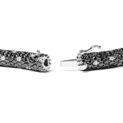 18K White Gold 20.0 Cttw Black and White Pave Set Diamond Eternity Snake Skin Style Tennis Bracelet (Black and G-H Color, SI1-SI2 Clarity) - Size 7" by Infinite Jewels