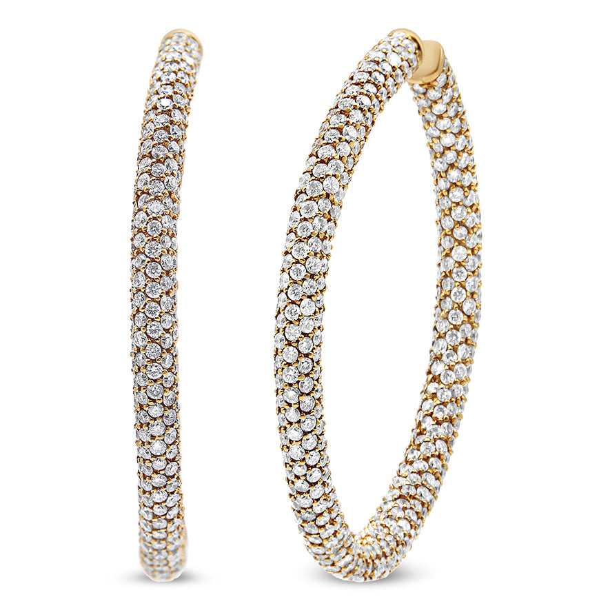 18K Rose Gold 6.90 Cttw Pave Set Diamond Inside Out Eternity Hoop Earrings (F-G Color, VS1-VS2 Clarity) by Infinite Jewels