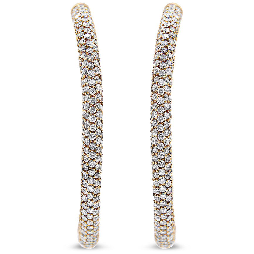 18K Rose Gold 6.90 Cttw Pave Set Diamond Inside Out Eternity Hoop Earrings (F-G Color, VS1-VS2 Clarity) by Infinite Jewels
