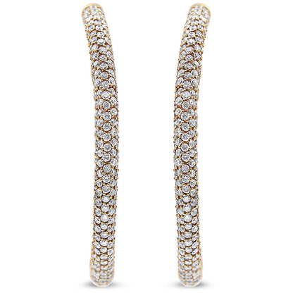 18K Rose Gold 6.90 Cttw Pave Set Diamond Inside Out Eternity Hoop Earrings (F-G Color, VS1-VS2 Clarity) by Infinite Jewels