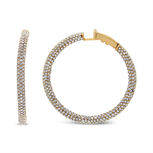 18K Rose Gold 6.90 Cttw Pave Set Diamond Inside Out Eternity Hoop Earrings (F-G Color, VS1-VS2 Clarity) by Infinite Jewels