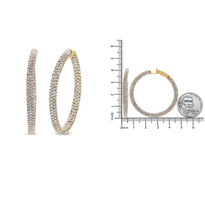 18K Rose Gold 6.90 Cttw Pave Set Diamond Inside Out Eternity Hoop Earrings (F-G Color, VS1-VS2 Clarity) by Infinite Jewels