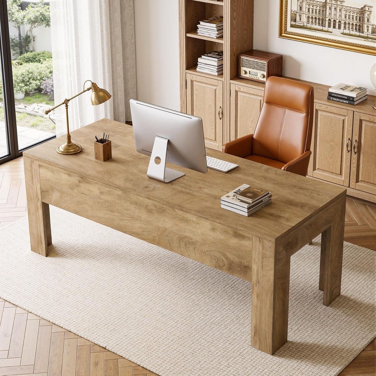 63 Inch Light Brown Interconnected Workstation Desk by ShipItFurniture