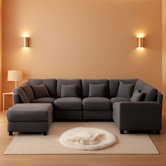 125Inch Oversized Corduroy Cloud Sleeper Grey Sofa by ShipItFurniture