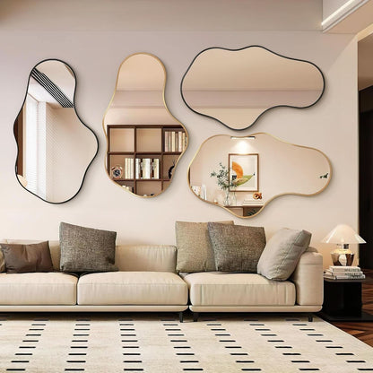 22X36 Irregular Wall Mirror Gold Aluminum Decorative by ShipItFurniture