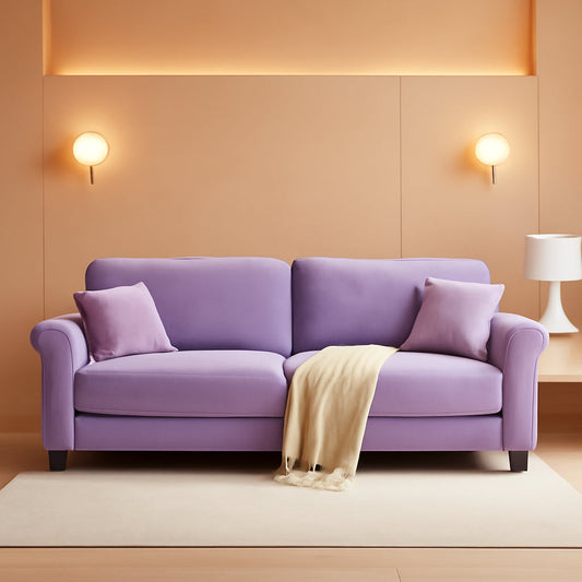 Deluxe Velvet 83 Inches Luxury Loveseat Purple Shade by ShipItFurniture