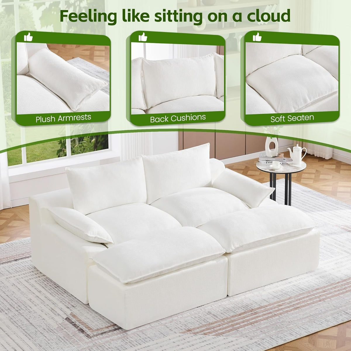 79 Inches Boneless Modular Sectional Sofa Storage Pro by ShipItFurniture