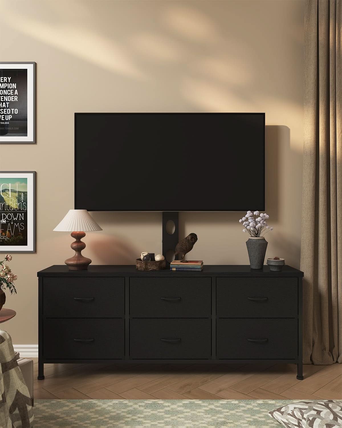 Black TV Entertainment Stand With Adjustable Mount by ShipItFurniture