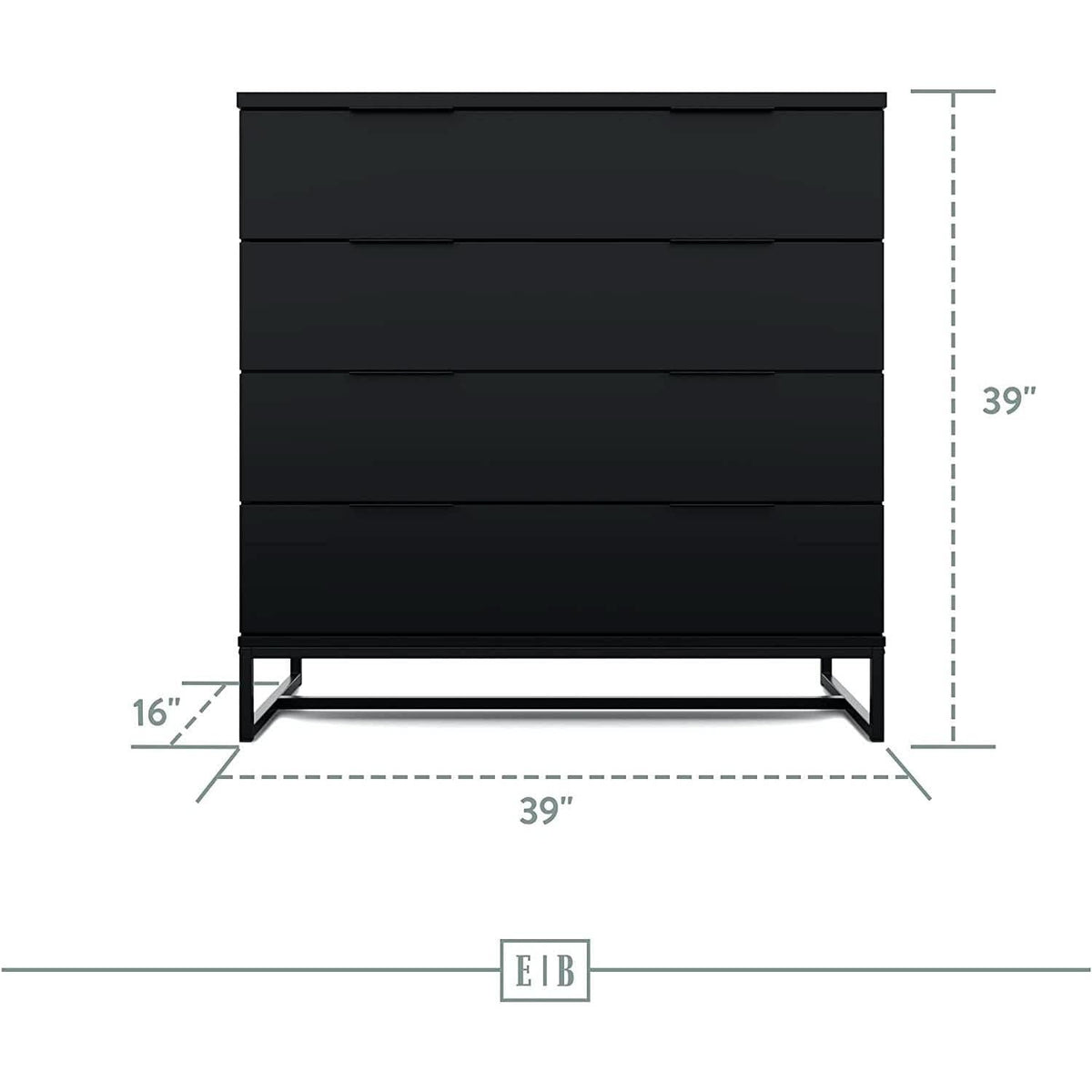 Black Modern Four Drawer Dresser Storage Chest For Bedroom by ShipItFurniture