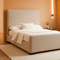 California King Platform Bed Stone Beige Upholstered by ShipItFurniture