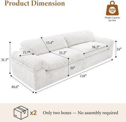 Beige Oversized Sofa For Living Room Interior Decor by ShipItFurniture