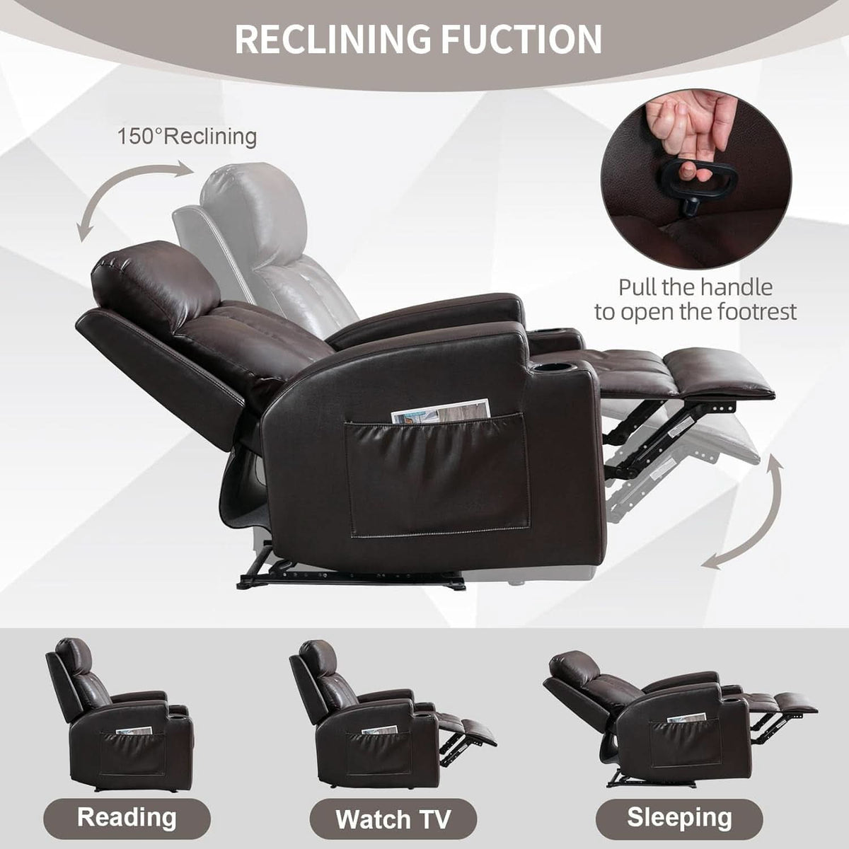 Brown UltraSoft Fabric Manual Recliner With Plush Arms by ShipItFurniture