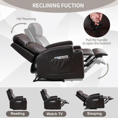Brown UltraSoft Fabric Manual Recliner With Plush Arms by ShipItFurniture
