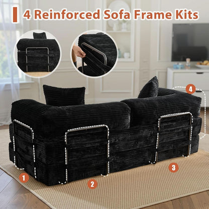 81 Inch Foldable Black Sofa Bed MemoryFoamContourPlus by ShipItFurniture