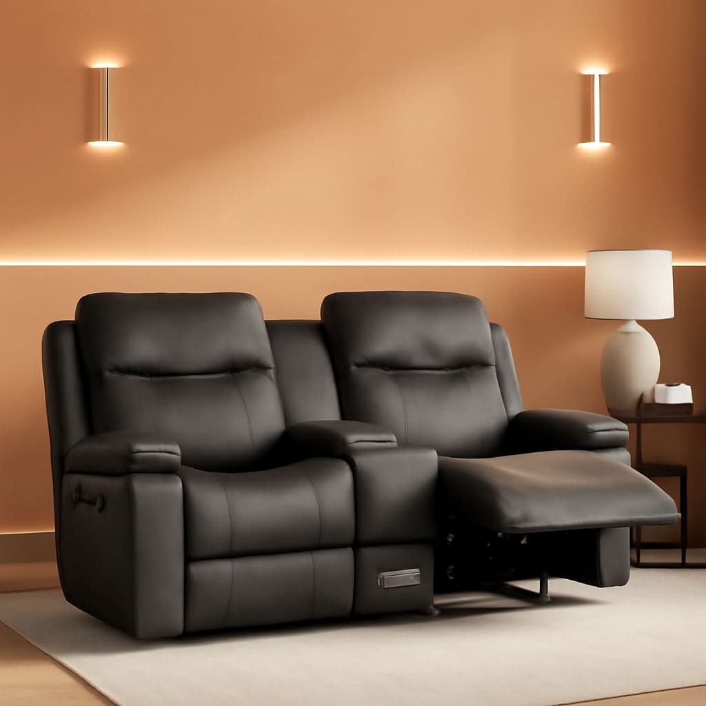 Grey Double Reclining Loveseat For Living Room Home Theater by ShipItFurniture