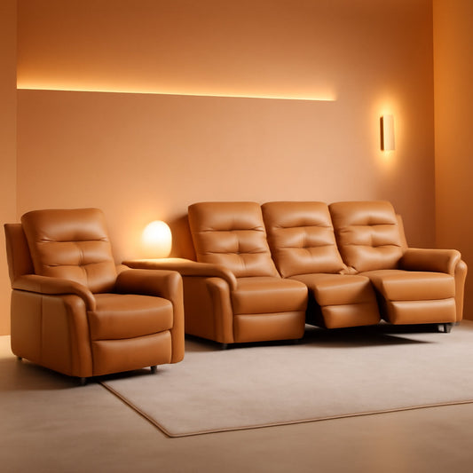 Bright Yellow Power Recliner Sofa Set Charging Port by ShipItFurniture