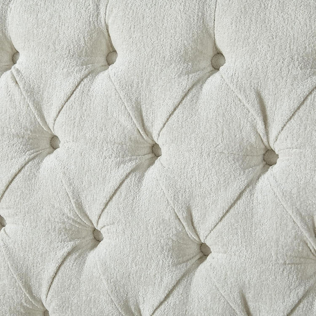King Size Platform Bed Frame, Chenille Upholstered Sleigh Bed with Scroll Wingback Headboard & Footboard/Button Tufted/No Box Spring Required/Cream by ShipItFurniture