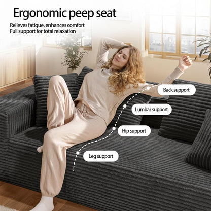 3-Seater Corduroy Sleeper Sofa No Assembly Lounge by ShipItFurniture