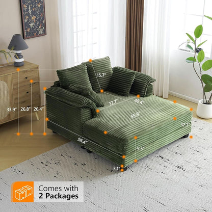56-Inch Oversized Corduroy Lounge Chair With Armrests by ShipItFurniture