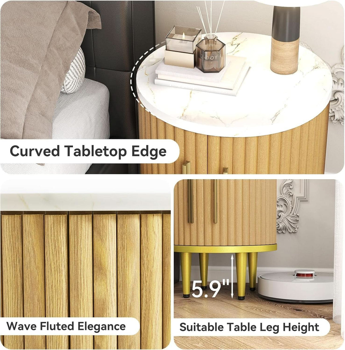 Fluted SeventyInch TV Console Set Premium Wood Coated Edition by ShipItFurniture