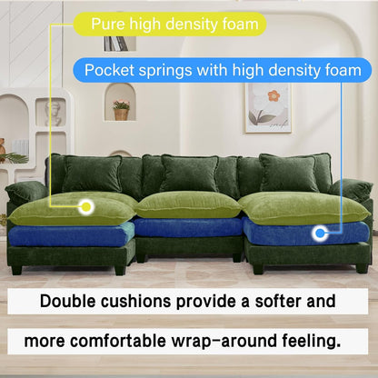 120 Inches Emerald Chenille Modular Sectional Sofa by ShipItFurniture