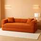 76 Inch Corduroy Premium Futon Sofa Bed For Small Spaces Orange by ShipItFurniture