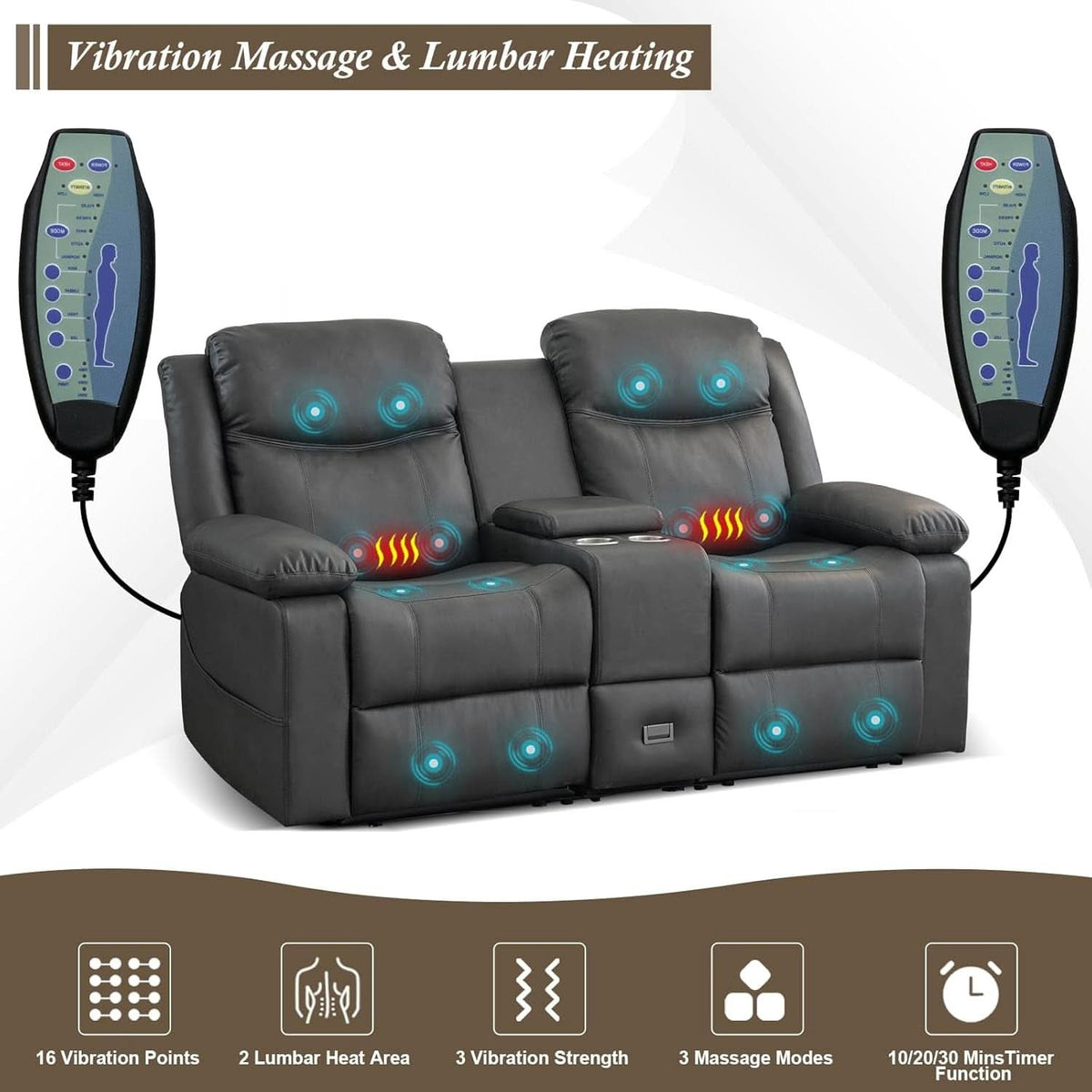 Grey Double Reclining Loveseat For Living Room Home Theater by ShipItFurniture