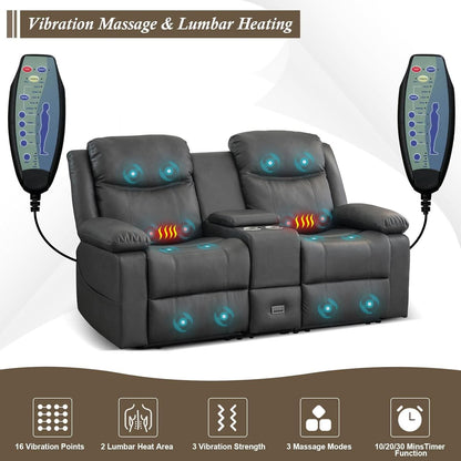 Grey Double Reclining Loveseat For Living Room Home Theater by ShipItFurniture